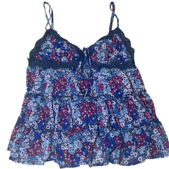 Free People Merrie's Garden Top Dark Teal Combo Small NWOT - Picture 5 of 10